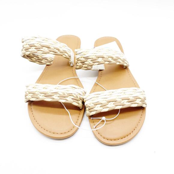 Universal Thread Women's Anita Wide Width Two-band Slide Sandals Beige Size 9.5 - Picture 3 of 7